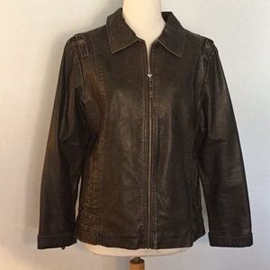 French Dressing Jeans Faux Leather Jacket, sz M